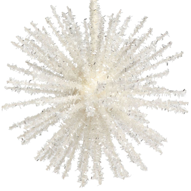 White tinsel starburst ornament.