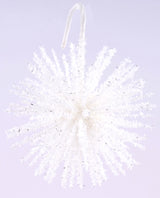 White tinsel starburst ornament.
