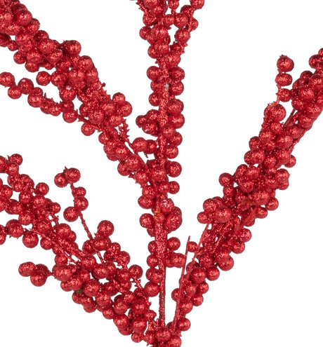 Pick spray designed to look like four stems covered in red, glittered berries.