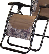 This image shows the footrest on the camouflage chair.