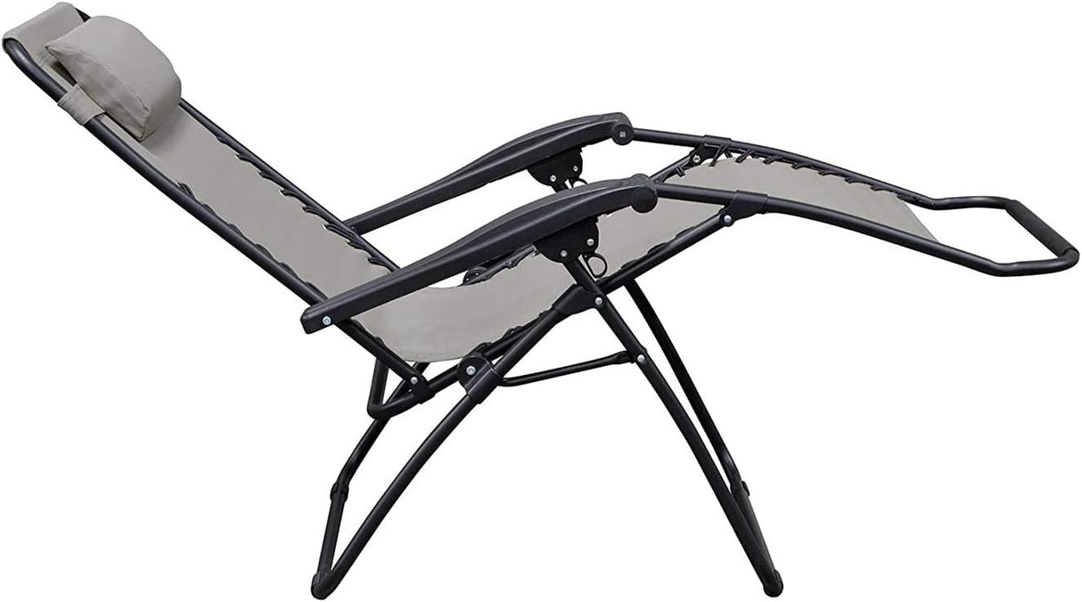 This image shows the grey chair in a reclining position.