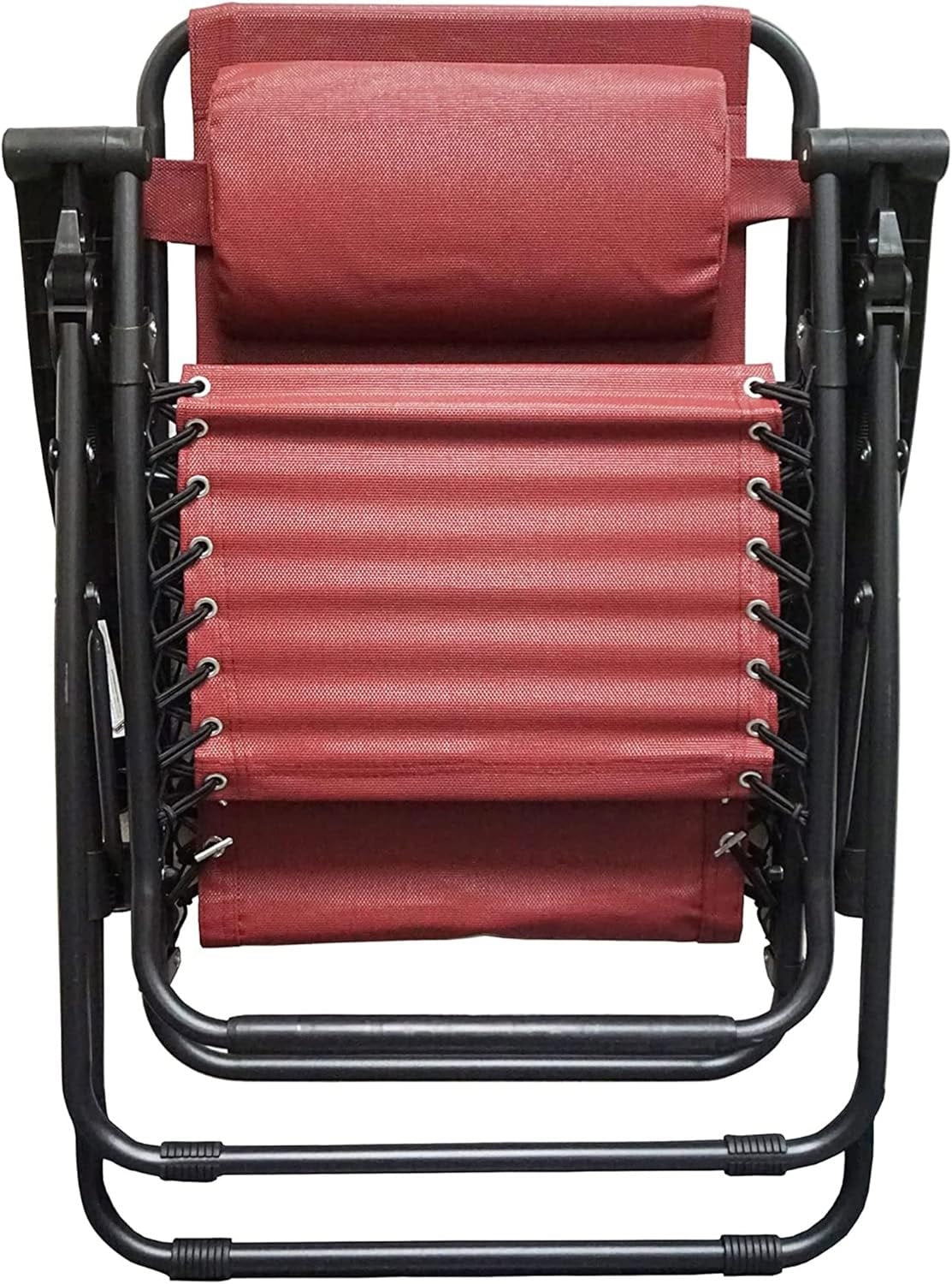 This image shows the burgundy chair all folded up.