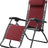 Folding recliner chair with a headrest. There are different color options. This image shows a black frame chair with burgundy sling fabric.