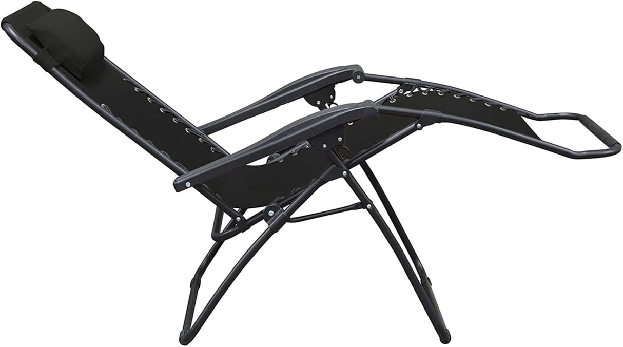 This image shows the black chair in a reclining position.