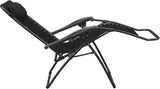 This image shows the black chair in a reclining position.