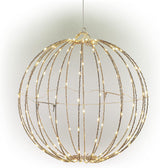 8" Foldable Metal Warm White LED Sphere Hanging Ornament