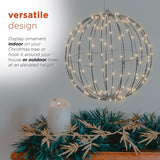 8" Foldable Metal Warm White LED Sphere Hanging Ornament