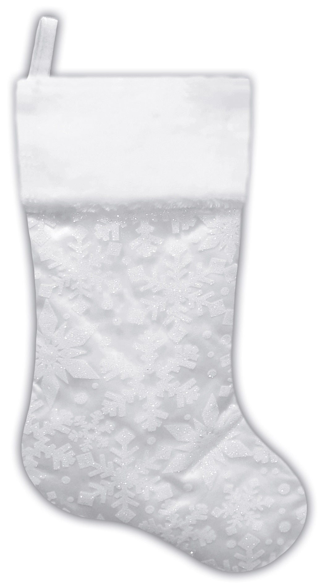 20.5" White & Silver Glitter Snowflake Christmas Stocking