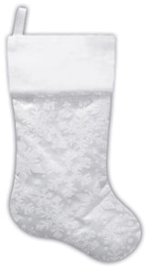 20.5" White & Silver Glitter Snowflake Christmas Stocking