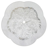 60" Silver Glitter Tree Skirt with White Fur Border
