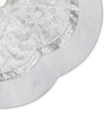 60" Silver Glitter Tree Skirt with White Fur Border