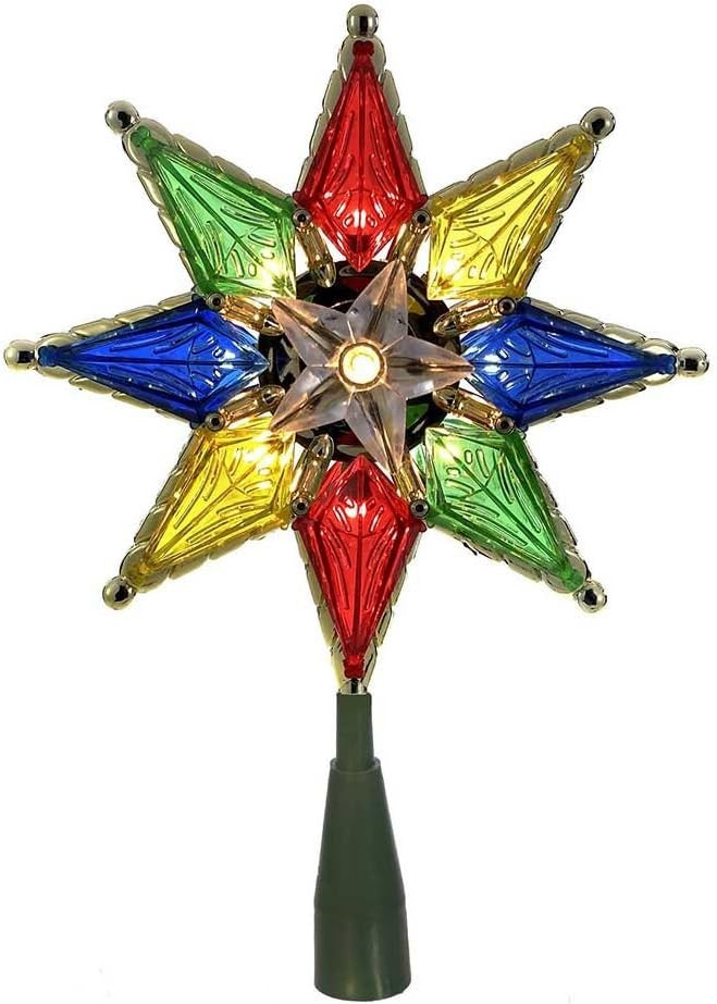 Multi-Colored 8-Point Christmas Star Tree Topper