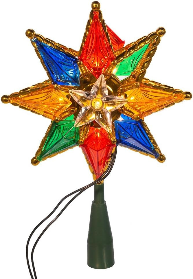 Multi-Colored 8-Point Christmas Star Tree Topper