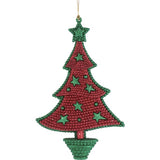 5.5" Glittered Red and Green Christmas Tree Ornament