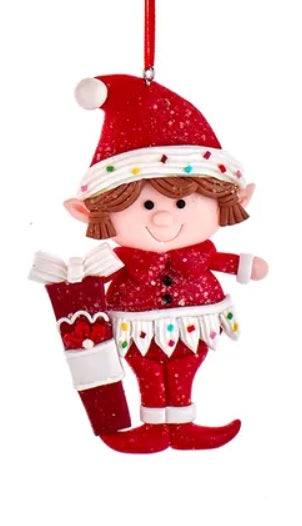 4.5" Red & White Gingerbread Elf Ornament