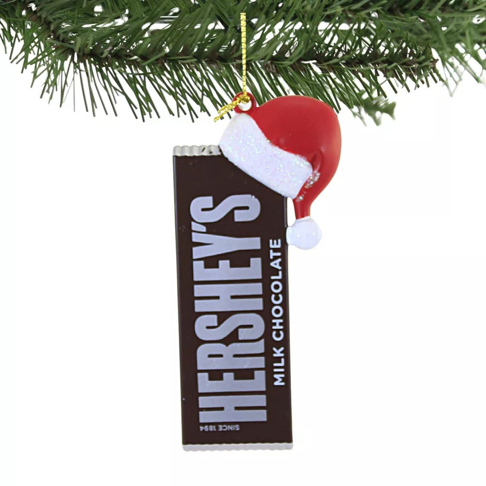 Chocolate Candy with Santa Hat Ornament