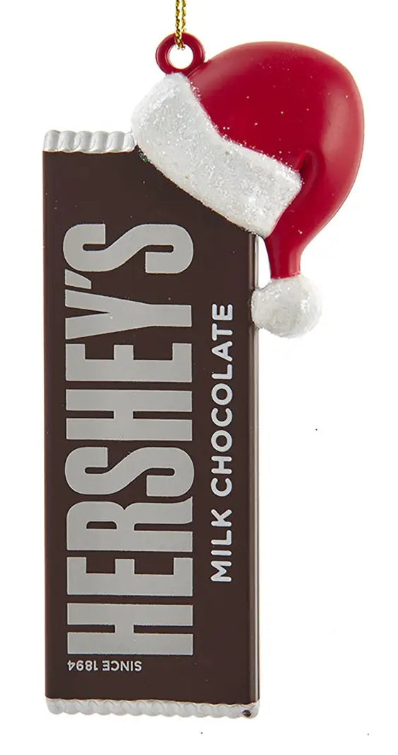 Chocolate Candy with Santa Hat Ornament