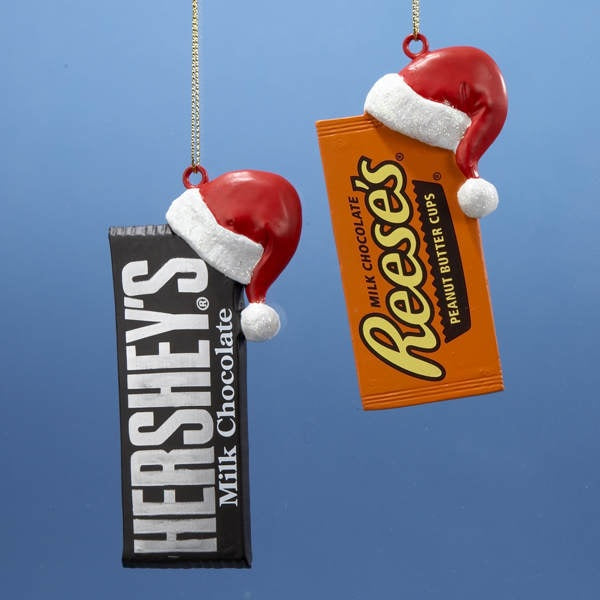 Chocolate Candy with Santa Hat Ornament