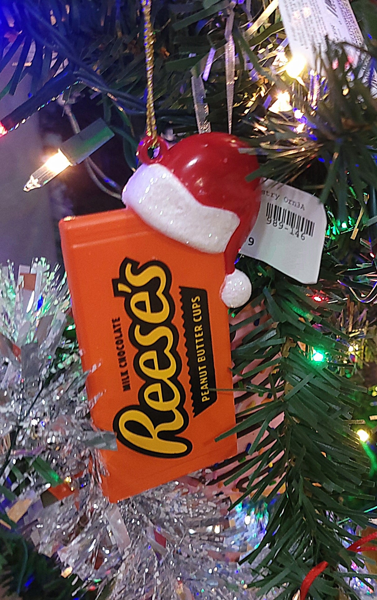 Chocolate Candy with Santa Hat Ornament