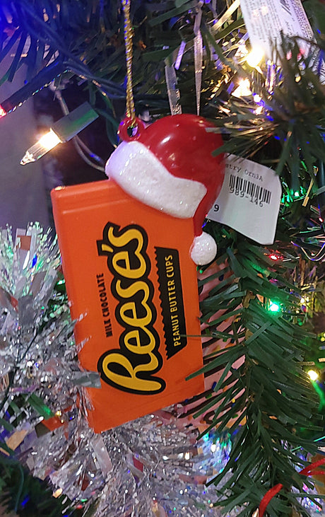 Chocolate Candy with Santa Hat Ornament