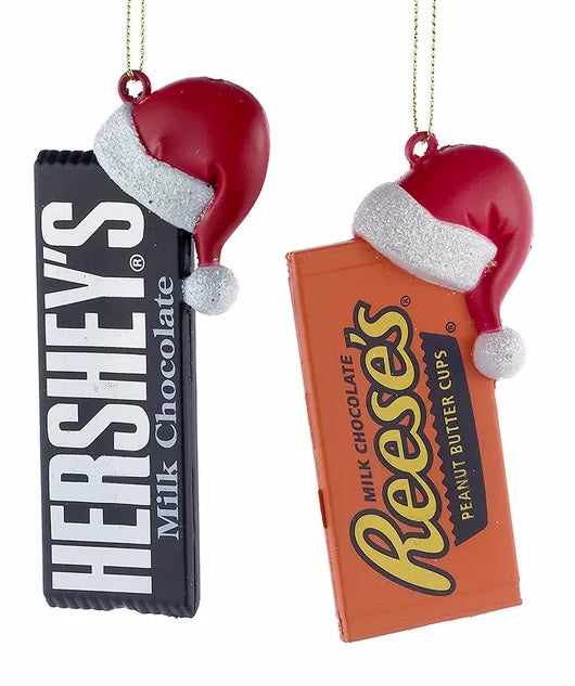 Chocolate Candy with Santa Hat Ornament
