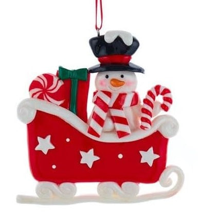 3.37" Santa/Snowman Sleigh Ornament