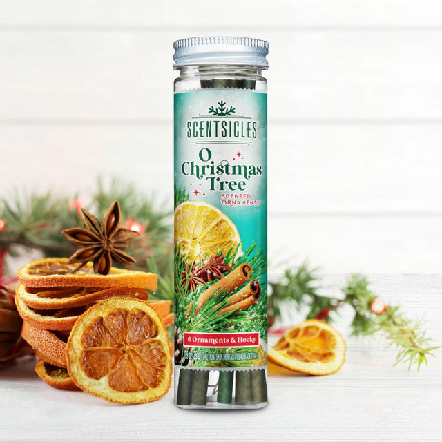 Fragrance-Infused Paper Sticks. Set of 6 scented ornaments that smell like O Christmas Tree.