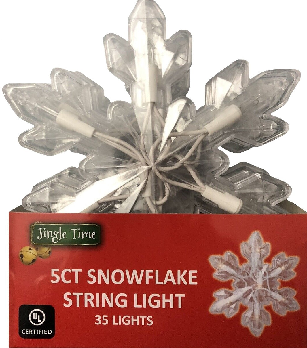 Set of 5 Lighted Frosted Snowflake Lights
