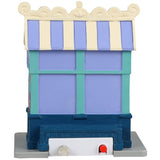 Resin village accent for a Lemax display. Designed to look like a cupcake vendor booth. It's run by Rosette and it's sweets to go. The colors of the booth are light purple, tan, pink, light blue and dark blue.