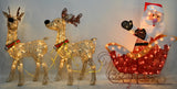 Pre-Lit Sisal Santa and Reindeer Outdoor Decoration