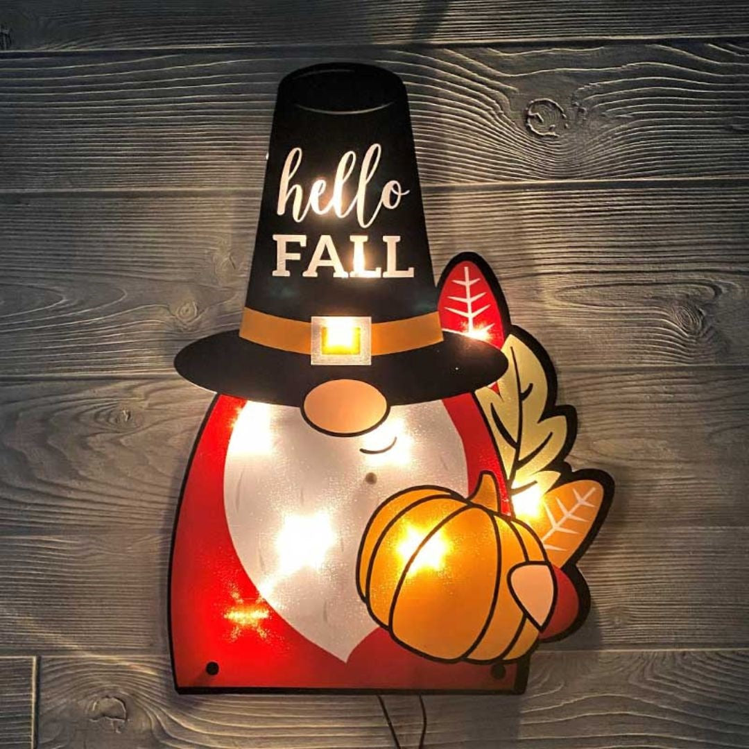 16" Pilgrim Gnome Shimmer Window Silhouette Decoration