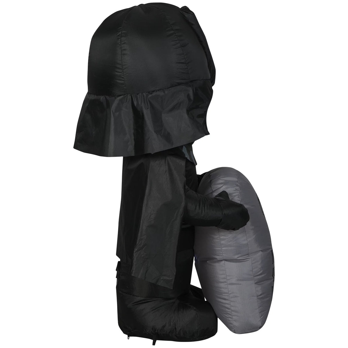 Halloween inflatable shaped like Darth Vader from the Star Wars universe. He's holding a tombstone that reads "I find your lack of treats disturbing." It also features the Galactic Republic's crest logo.
