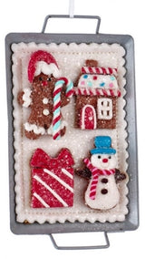 5" Claydough Holiday Cookies on Metal Pan Ornament