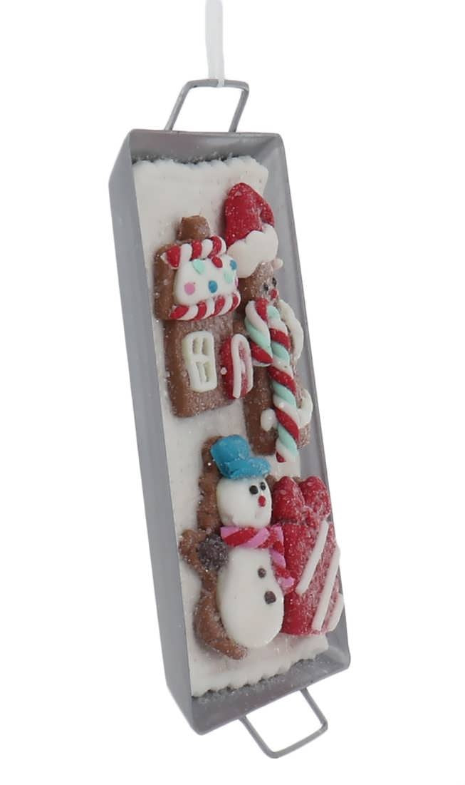 5" Claydough Holiday Cookies on Metal Pan Ornament