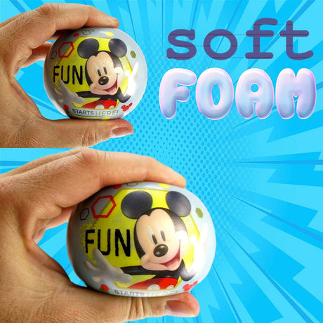 This image shows how squishy the foam ball is.