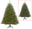 Artificial tree pre-lit with dual lights. Lights change from warm white to multi-colored.
