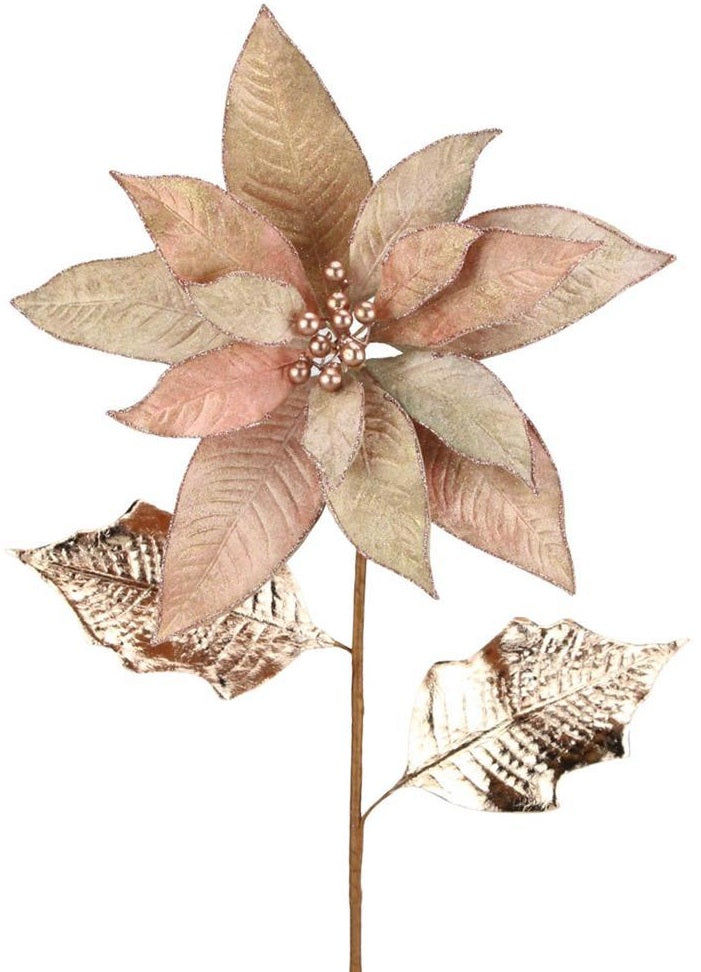 Rose Gold colored pick spray, designed to look like a flower.