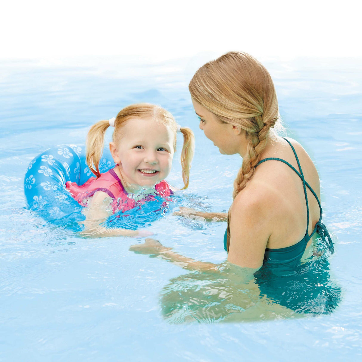 Swim outfit for toddlers. It features an inflatable ring around the center to keep them afloat.