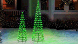Set of 2 Wire Cone Trees with Green Twinkling LED Lights