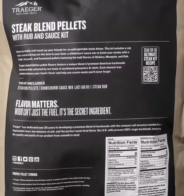 Traeger Steak Blend Pellets with Rub & Sauce Kit