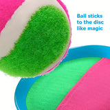 The soft ball sticks to the Velcro disc like magic.