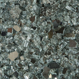 This image shows a close up of this silver colored fire glass.