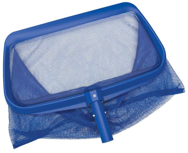 Pool skimmer mesh bag. Handle and border is blue and the mesh bag is blue. Skimmer pole not included.