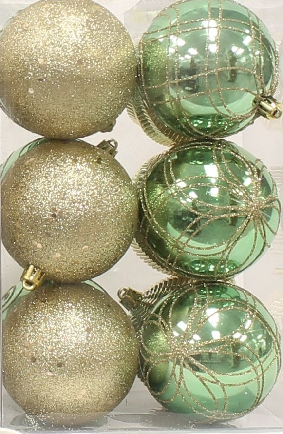45-Pack of 60MM Christmas Ornaments (Green/White/Gold)