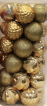 30-Pack of 70MM Christmas-Colored Ornaments (Gold/White/Red)