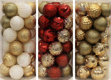 30-Pack of 70MM Christmas-Colored Ornaments (Gold/White/Red)