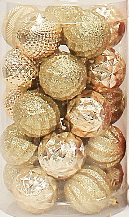 25-Pack of 60MM Christmas-Colored Ornaments (Gold/Red/White)