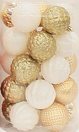 25-Pack of 60MM Christmas-Colored Ornaments (Gold/Red/White)