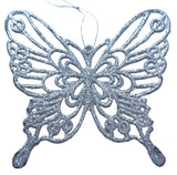 3-Pack of Glitter Butterfly Ornaments (White/Silver)
