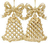 2-Pack of Glitter Bell Ornaments (White/Red/Gold)
